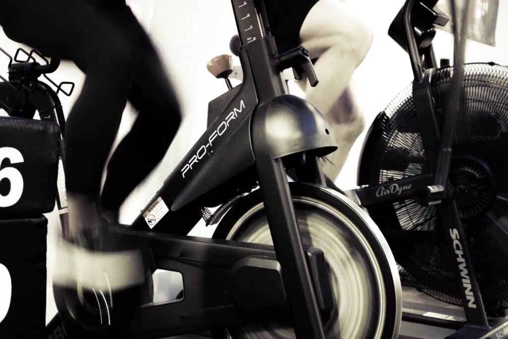 stabilized bike in a gym