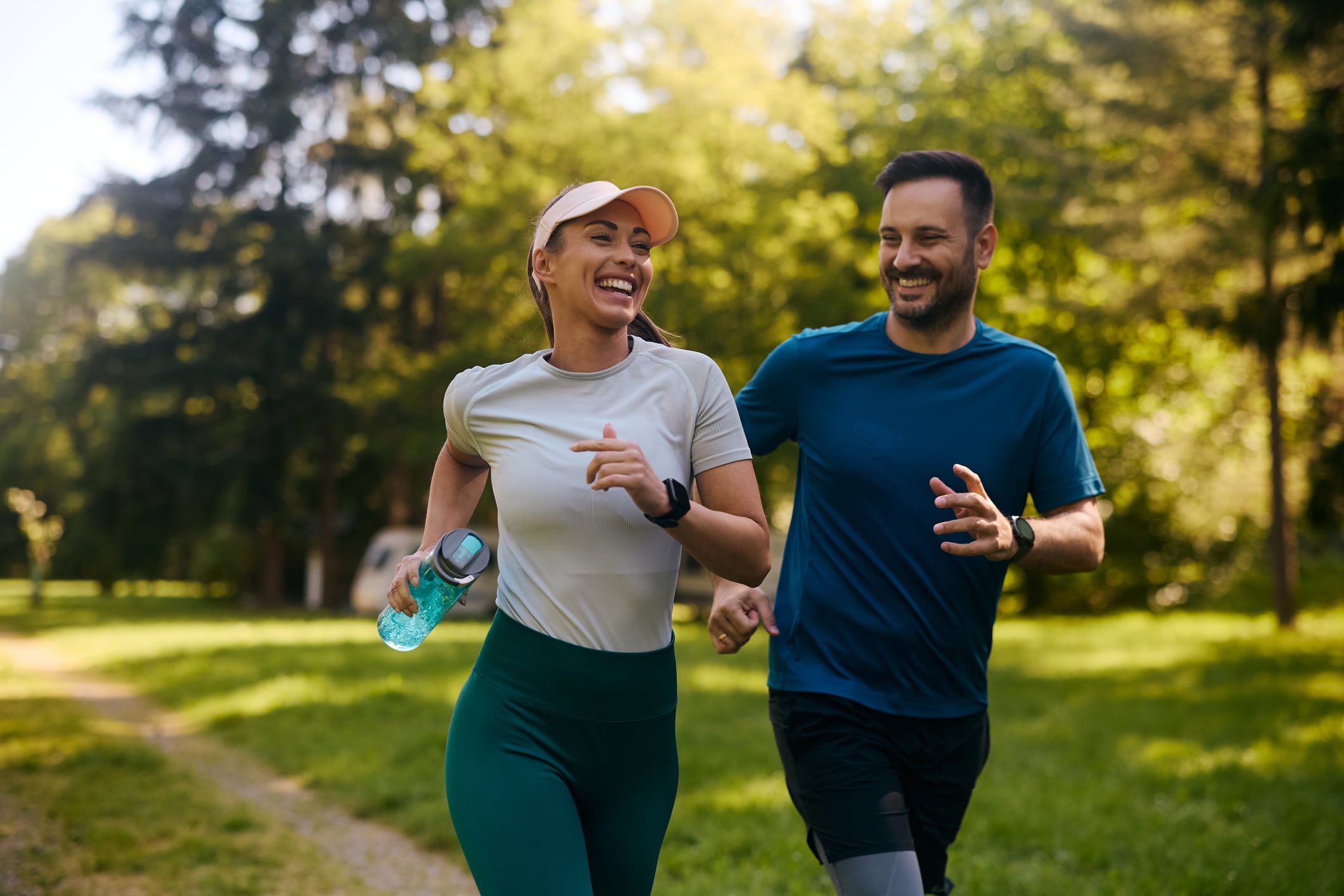 people running in park