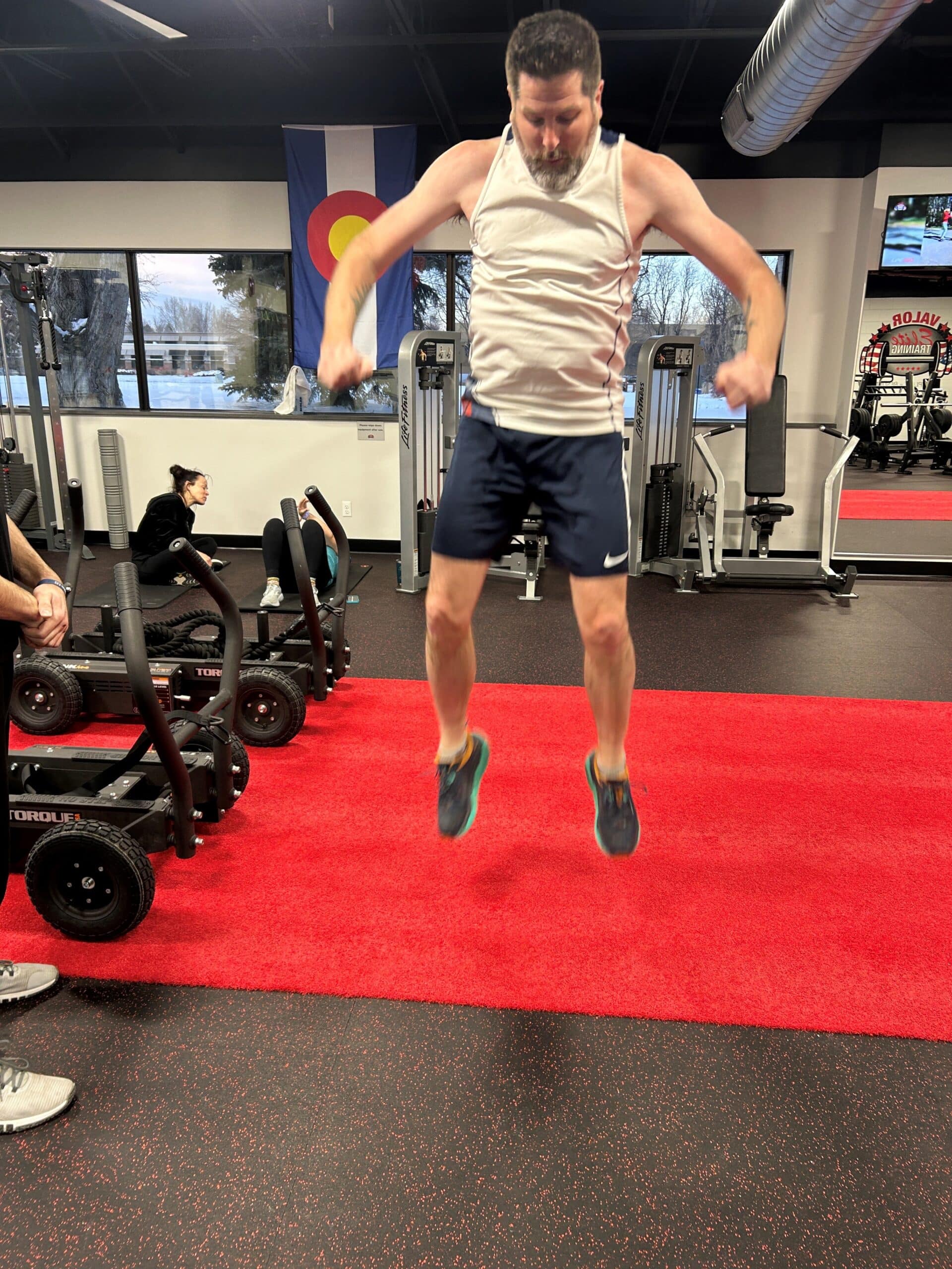 Andrew lands his vertical jump