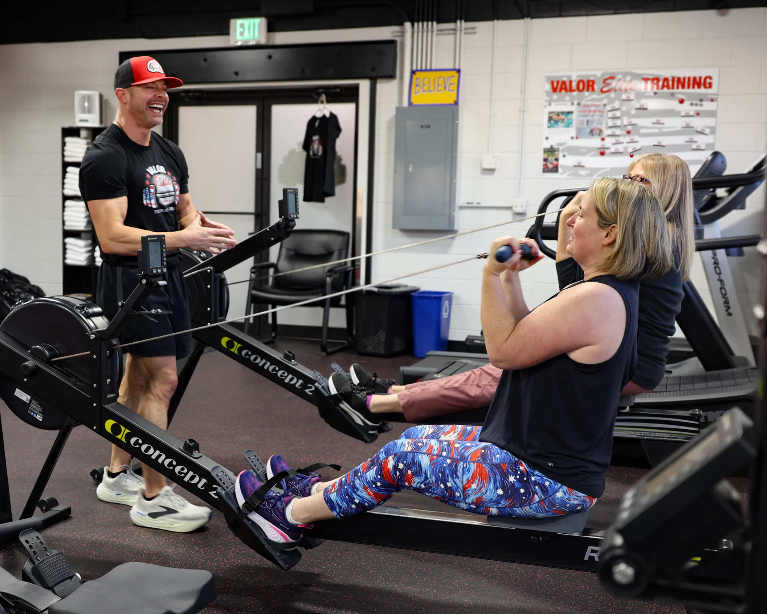 Peta and Tim working out