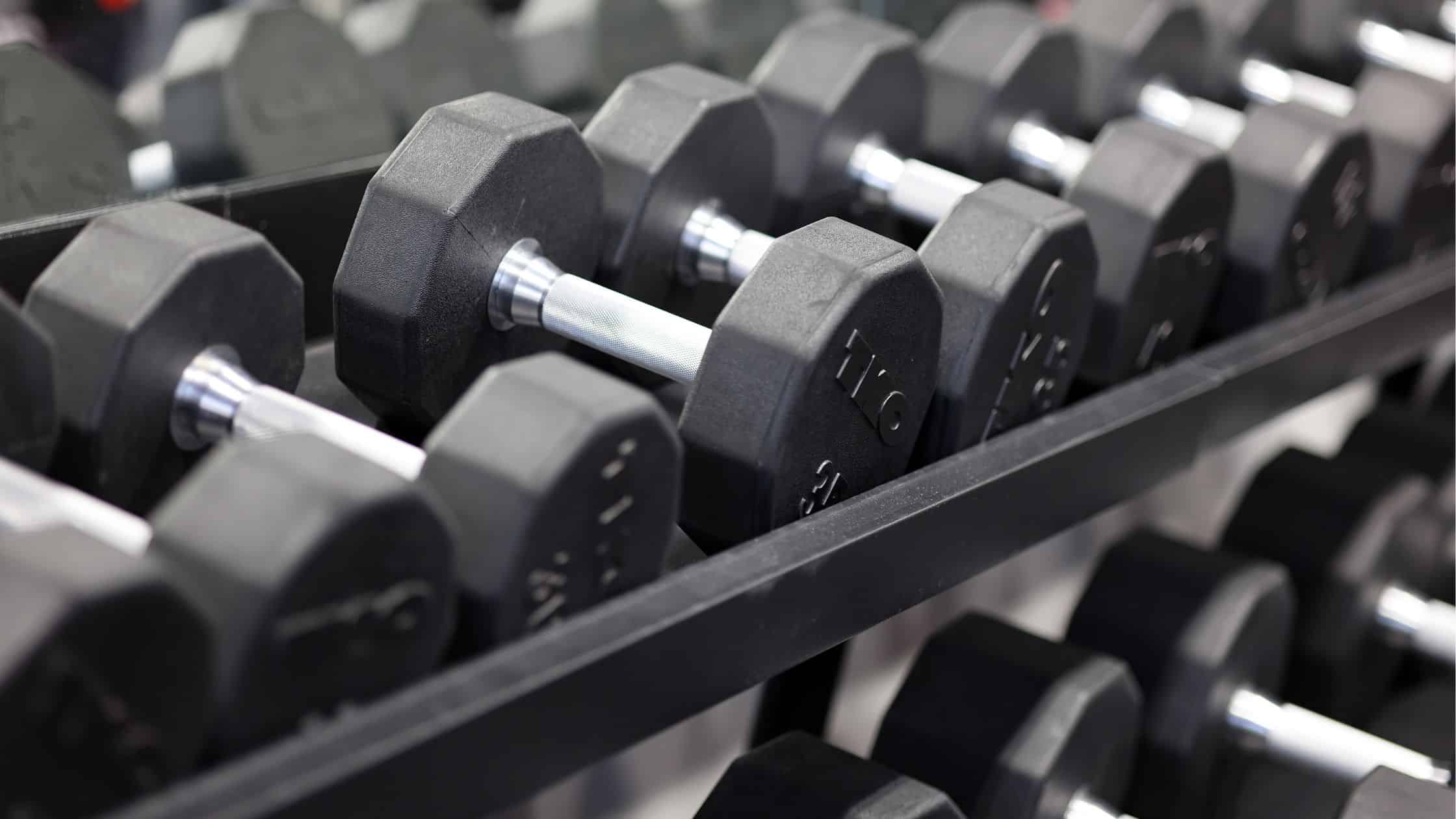 Rack of weights for weight lifting